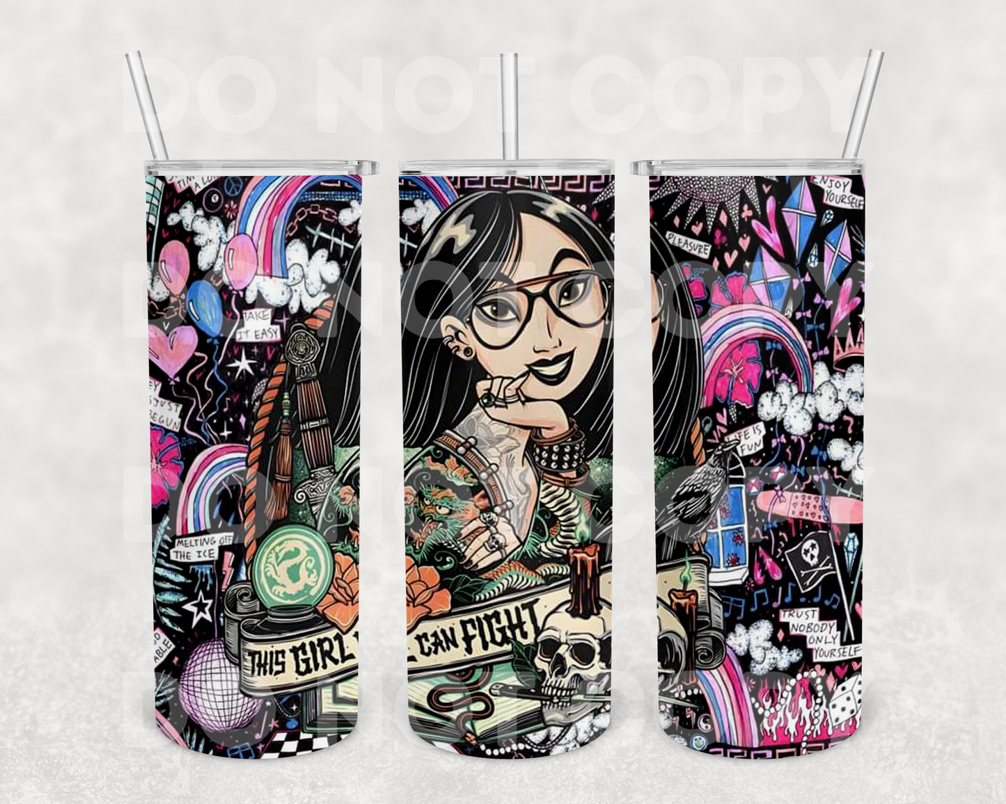 This Girl Can Fight 20z Tumbler Wrap (sublimation transfer)