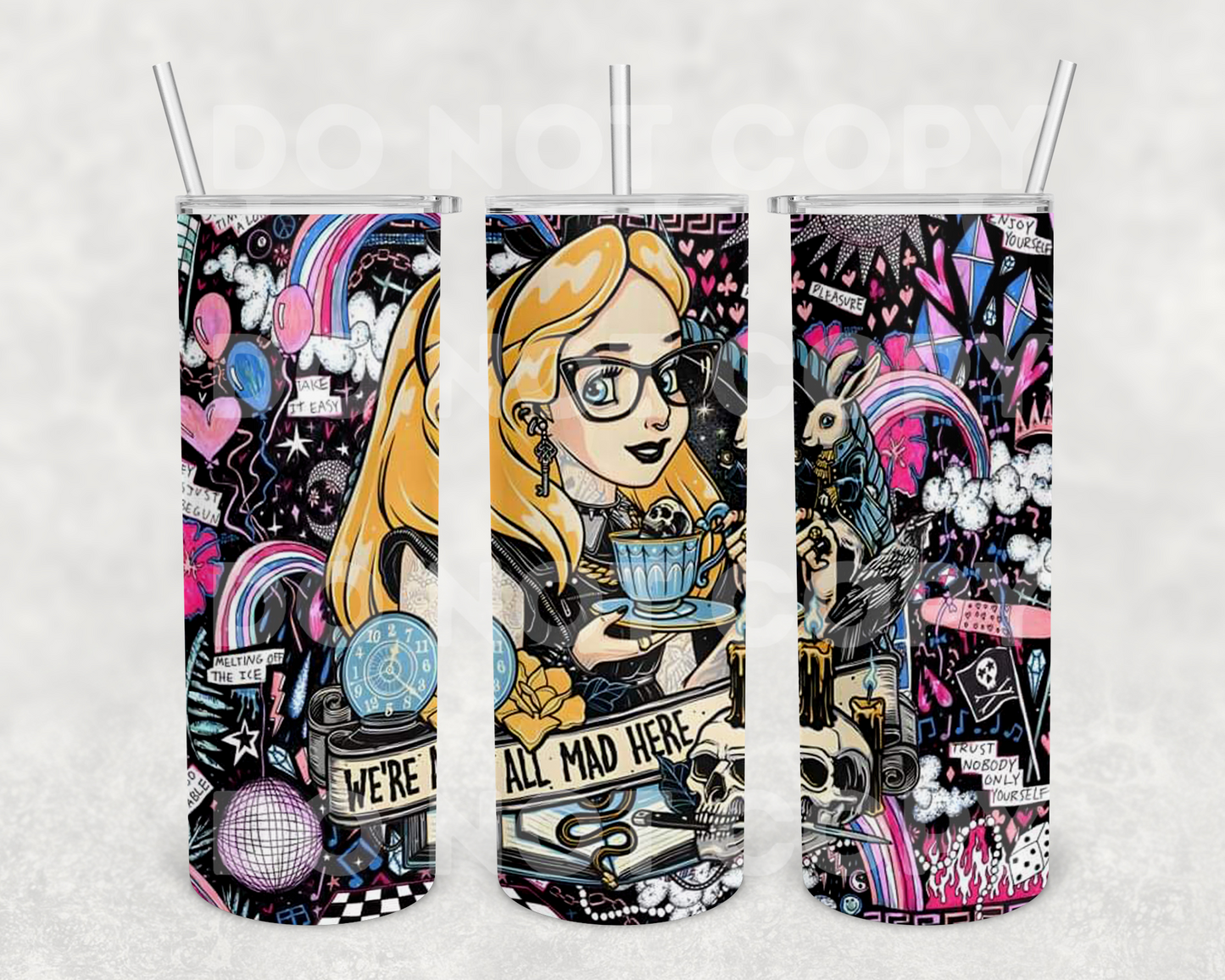 We're All Mad Here 20z Tumbler Wrap (sublimation transfer)