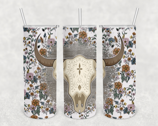 Wild Flower Bull Head 20z Tumbler Wrap (sublimation transfer)