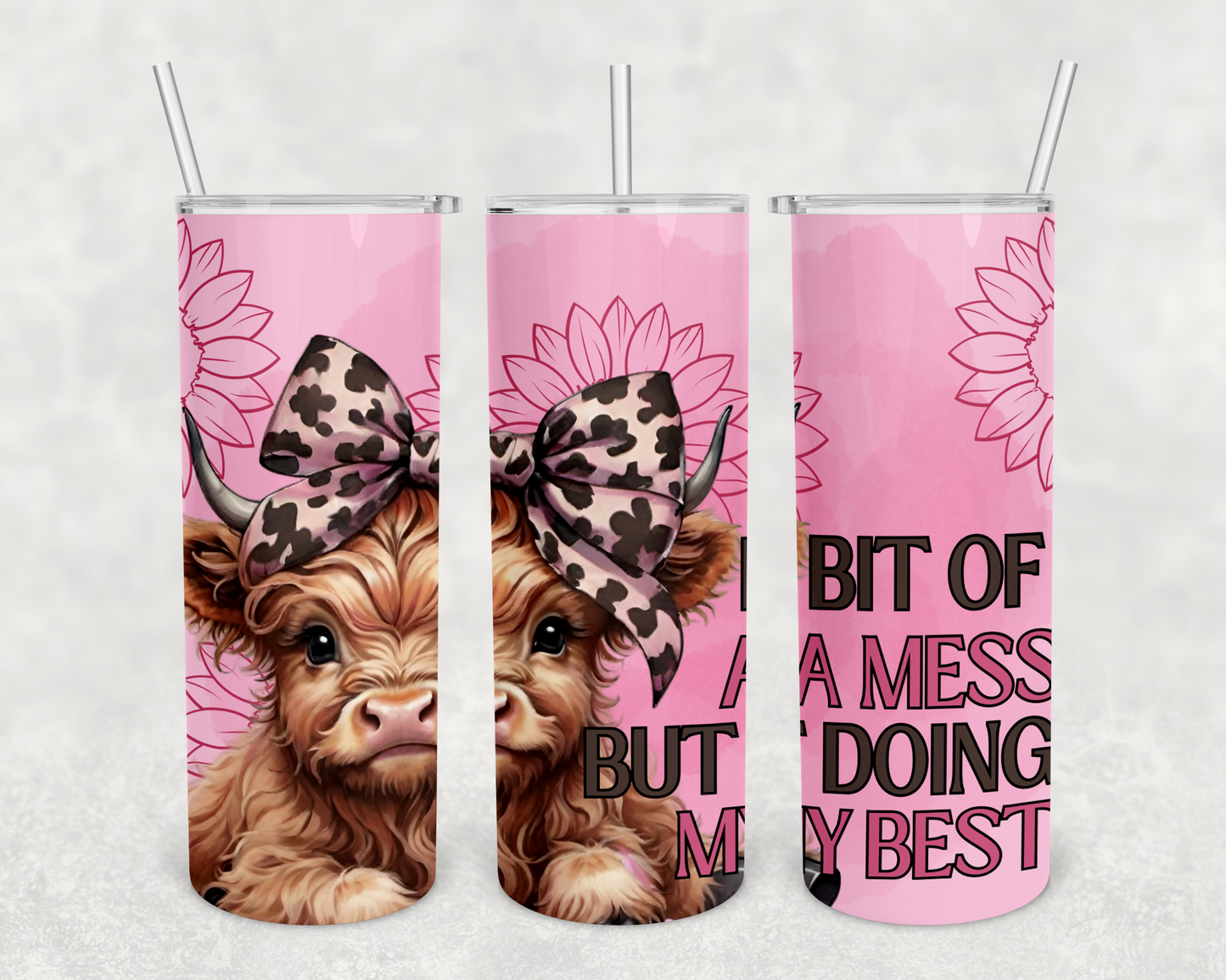 A bit of a mess highland cow 20z Tumbler Wrap (sublimation transfer)