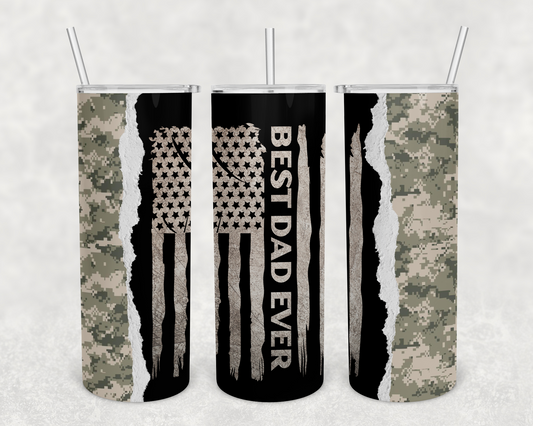 Best Dad Ever camo flag 20z Tumbler Wrap (sublimation transfer)