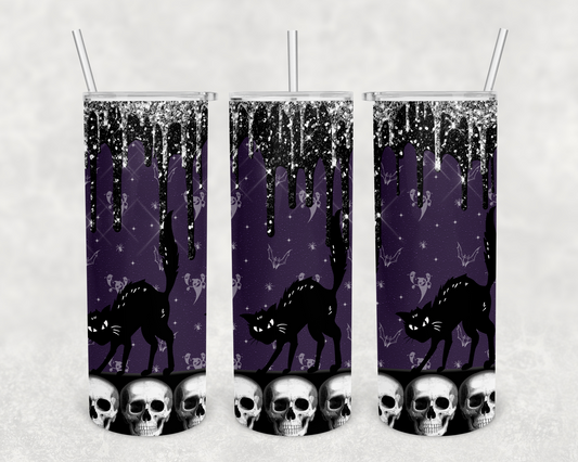 Black Cat Halloween 20z Tumbler Wrap (sublimation transfer)