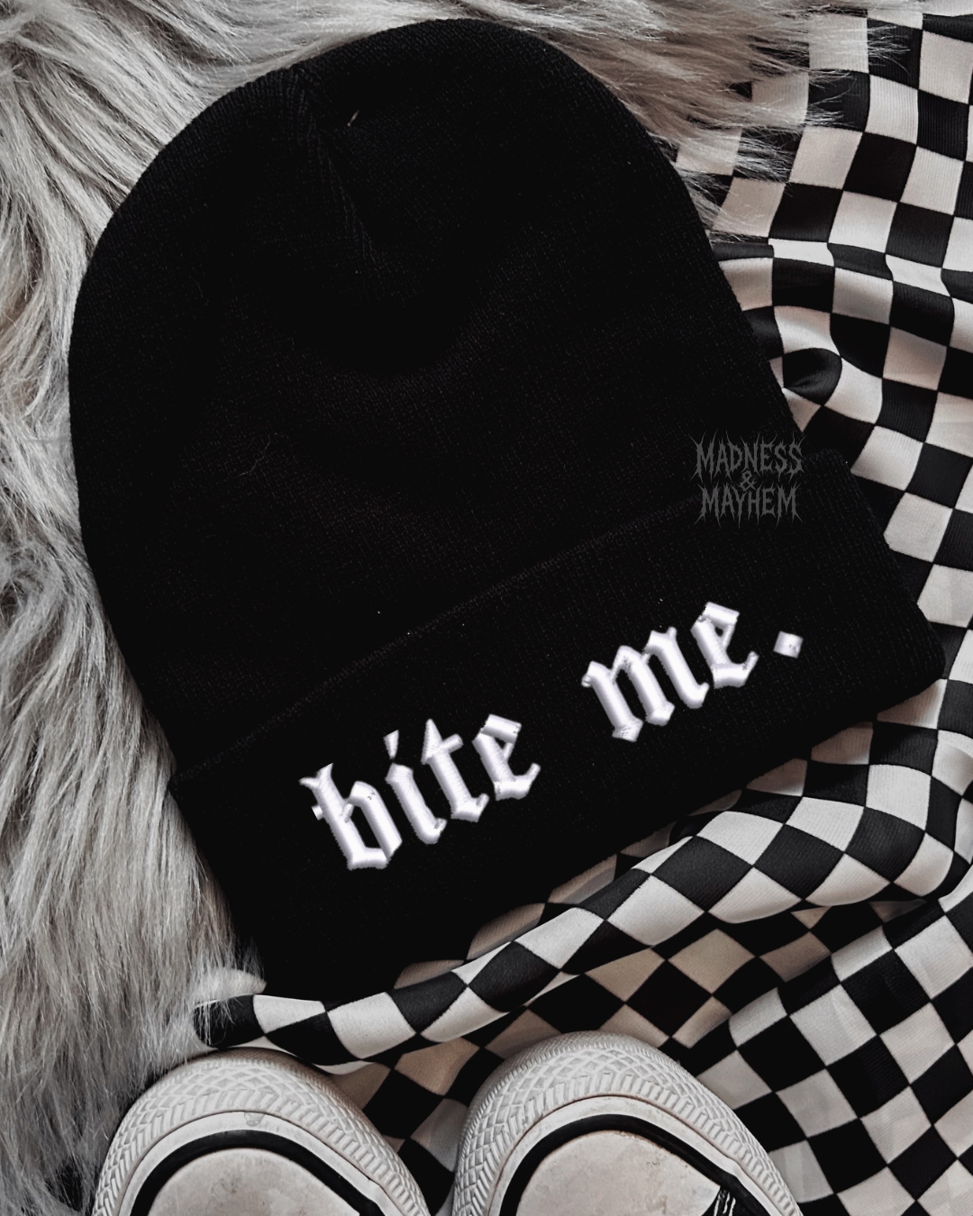 bite me embroidered beanie
