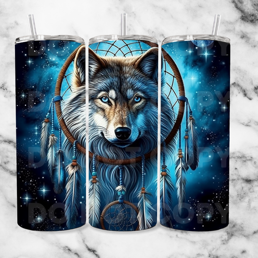 Blue wolf 20oz Tumbler Wrap (sublimation transfer)