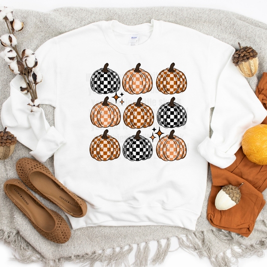 Checkered Pumpkins Full Color DTF Transfer