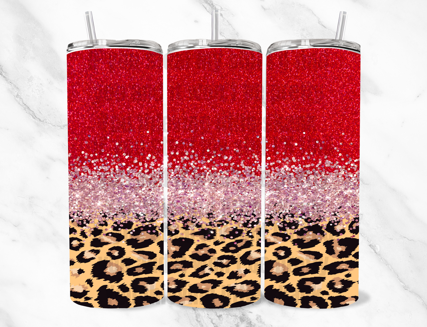 Red leopard glitter 20z Tumbler Wrap (sublimation transfer)