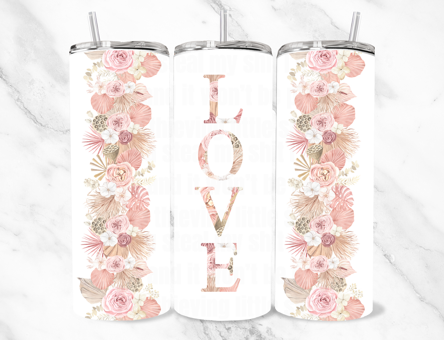 Light pink rose love 20z Tumbler Wrap (sublimation transfer)