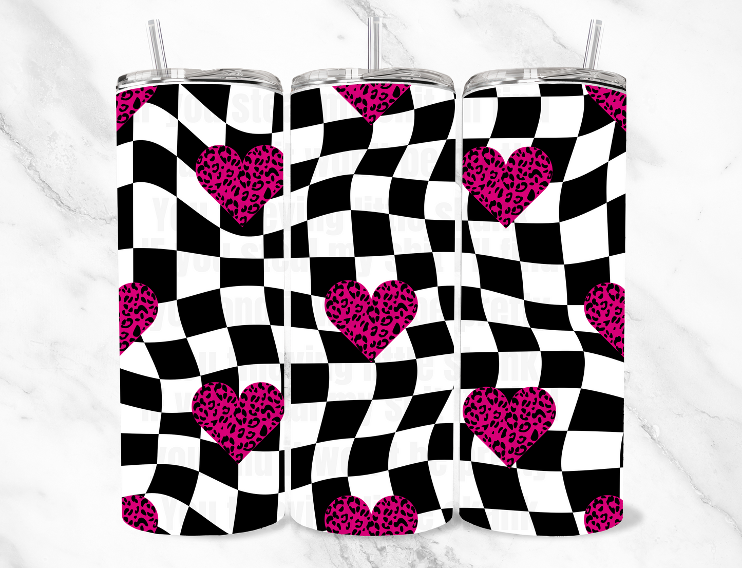 Checkered hearts 20z Tumbler Wrap (sublimation transfer)