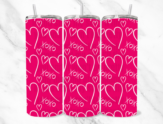 Pink hearts 20z Tumbler Wrap (sublimation transfer)