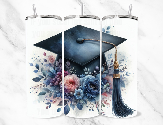 Floral grad cap 20z Tumbler Wrap (sublimation transfer)