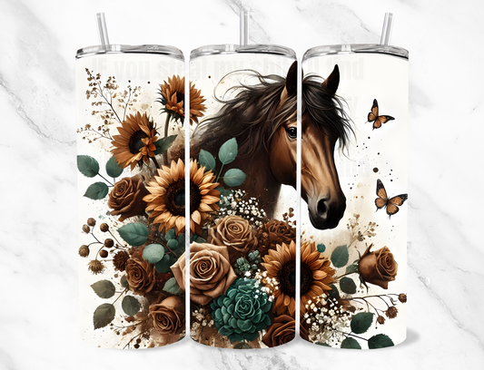 Floral horse 20z Tumbler Wrap (sublimation transfer)