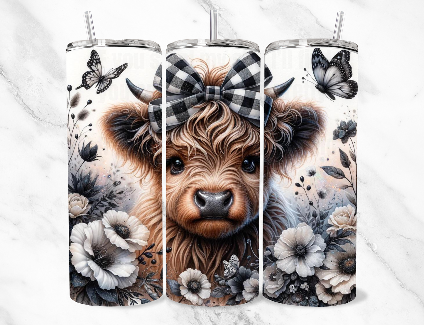 plaid highland cow 20z Tumbler Wrap (sublimation transfer)