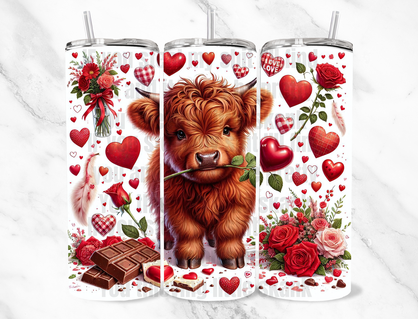 Valentine highland cow 20z Tumbler Wrap (sublimation transfer)