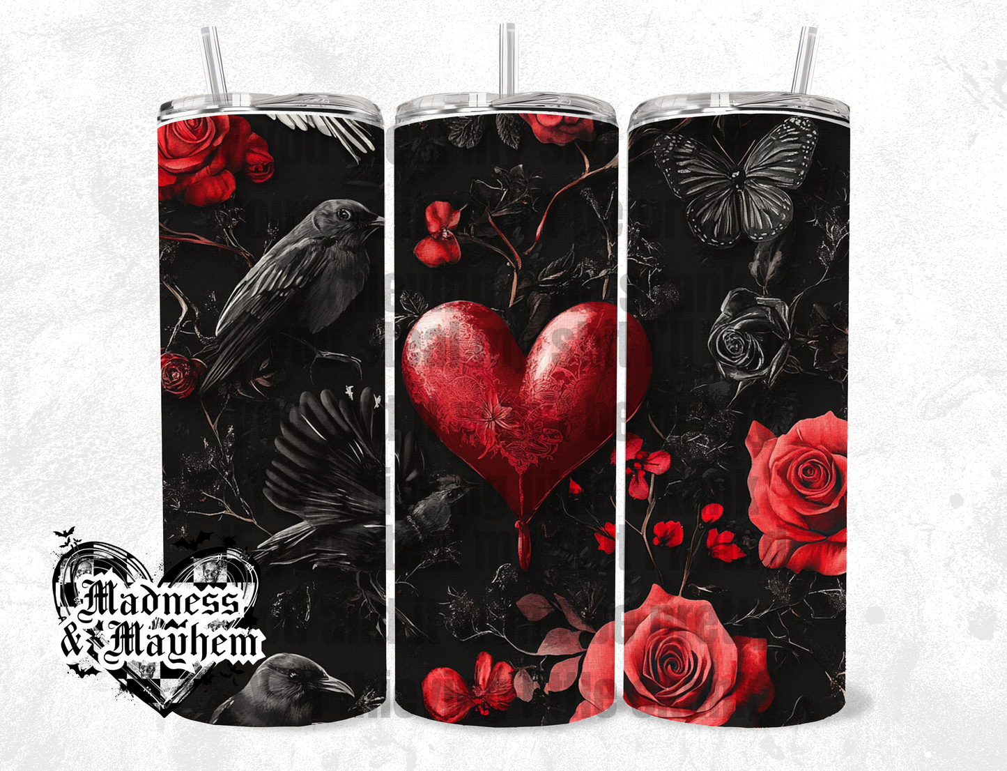 Valentine Crow 20oz Tumbler (finished product)