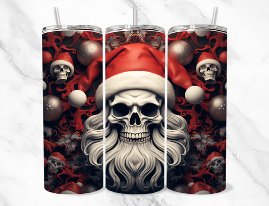 Santa skull Tumbler wrap 20z Tumbler Wrap (sublimation transfer)