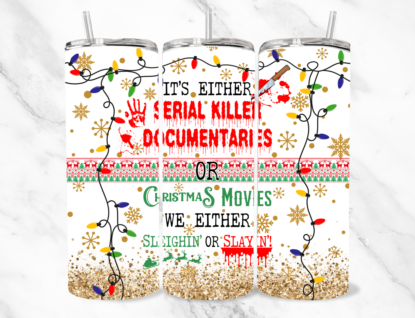 True Crime Christmas Tumbler wrap 20z Tumbler Wrap (sublimation transfer)