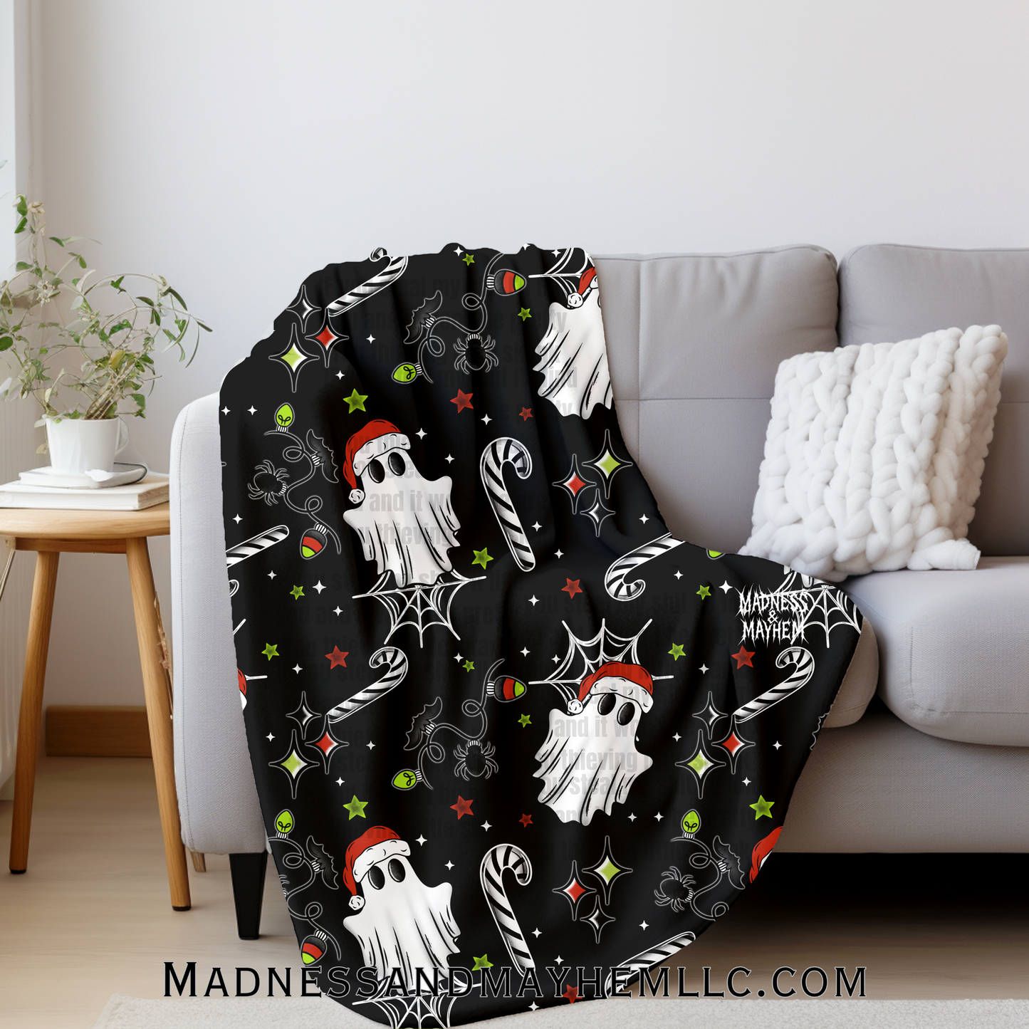 Candy cane ghost blanket