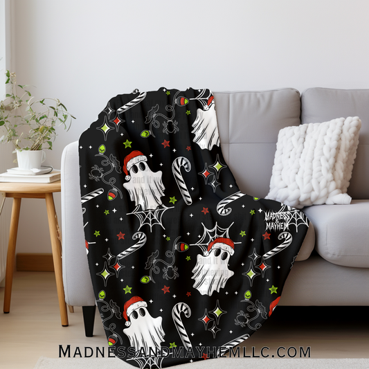 Candy cane ghost blanket
