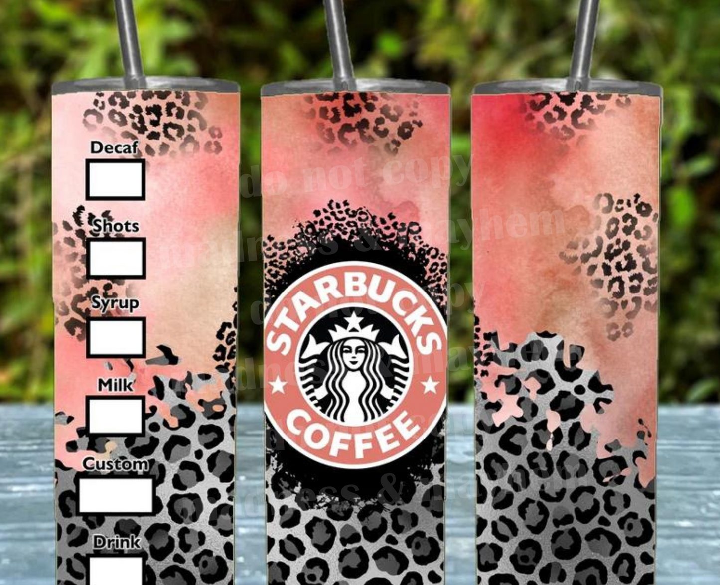 Coral Leopard Starbucks 20z Tumbler Wrap (sublimation transfer)