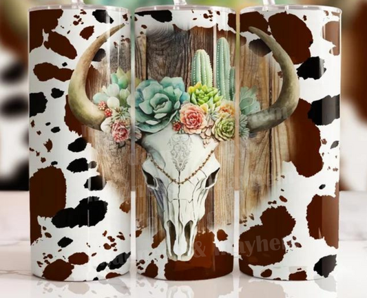 Western Cow Head 20z Tumbler Wrap (sublimation transfer)