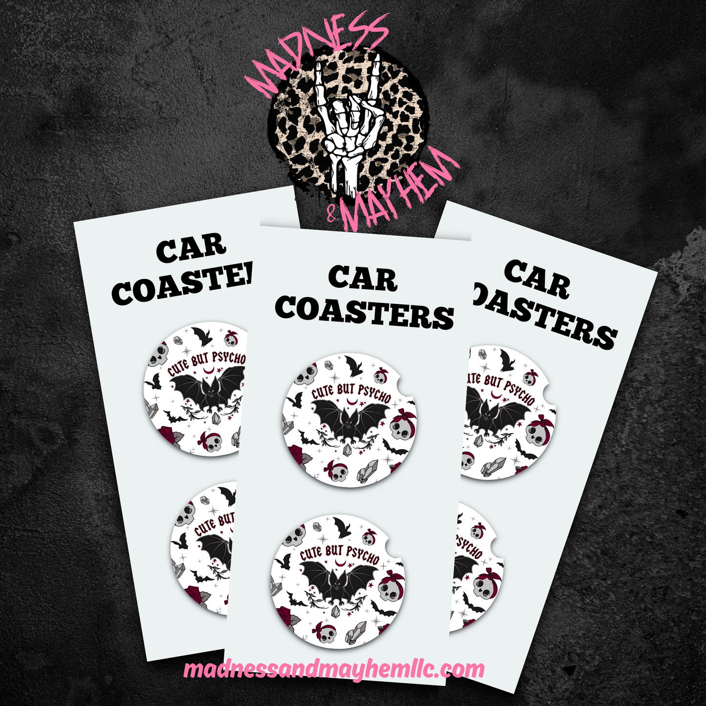 Cute but Psycho Car Coasters (Finished Product)