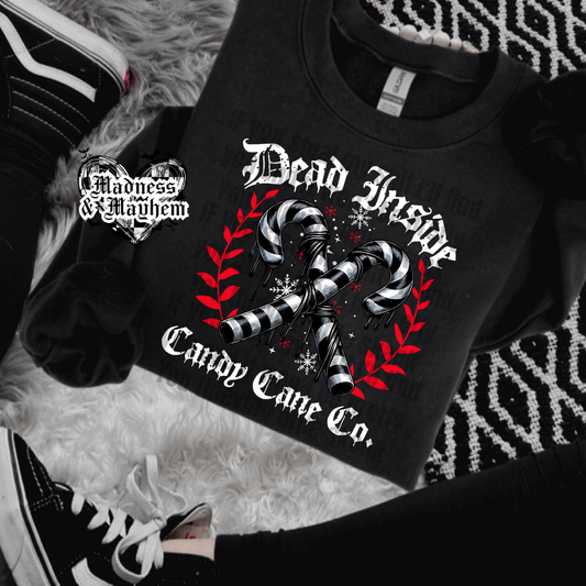 Dead Inside Candy Cane Co crew neck sweatshirt (finished product)