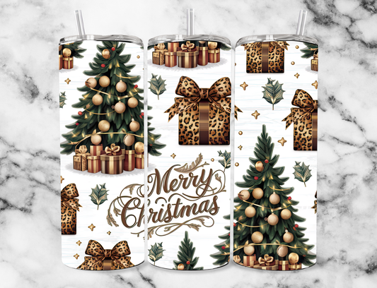 Leopard Merry Christmas 20z Tumbler Wrap (sublimation transfer)