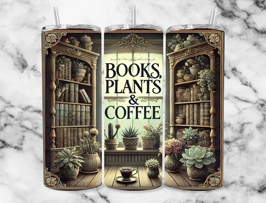 Books plants coffee 20z Tumbler Wrap (sublimation transfer)