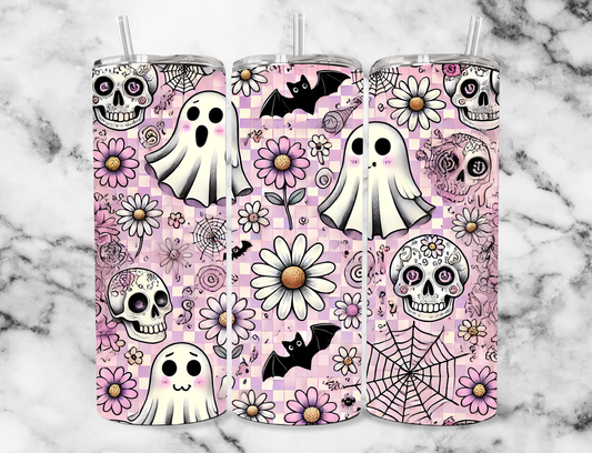 Sugar Skull ghost 20z Tumbler Wrap (sublimation transfer)