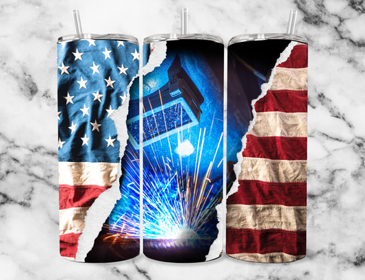 Welder flag 20z Tumbler Wrap (sublimation transfer)