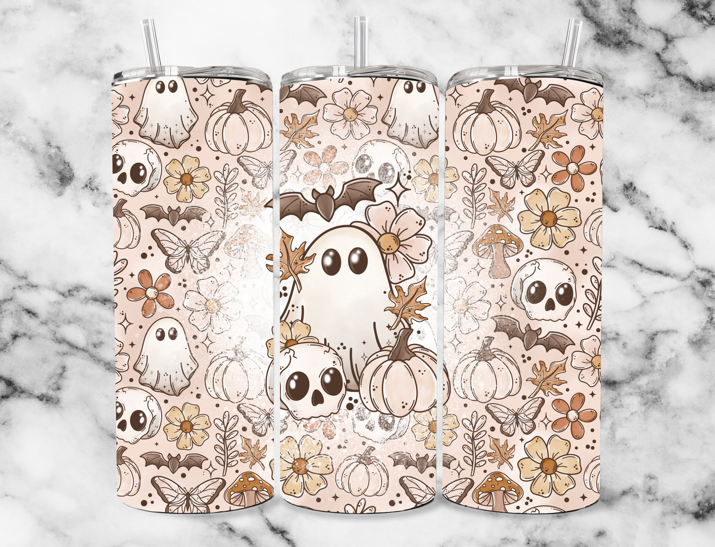 Fall cottage ghostie 20z Tumbler Wrap (sublimation transfer)