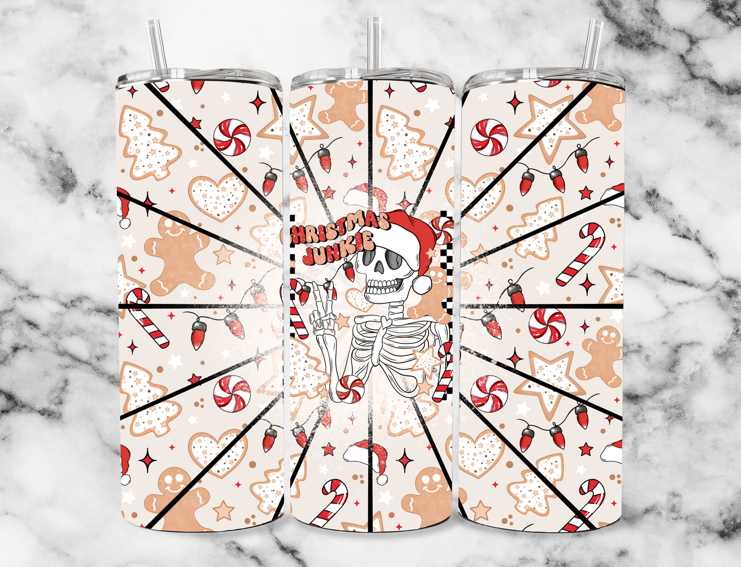 Christmas Junkie skeleton 20z Tumbler Wrap (sublimation transfer)