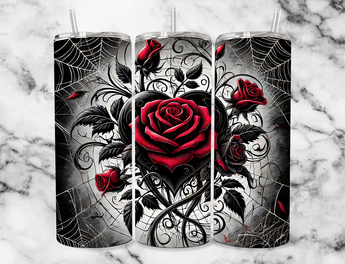 Goth Rose heart 20z Tumbler Wrap (sublimation transfer)