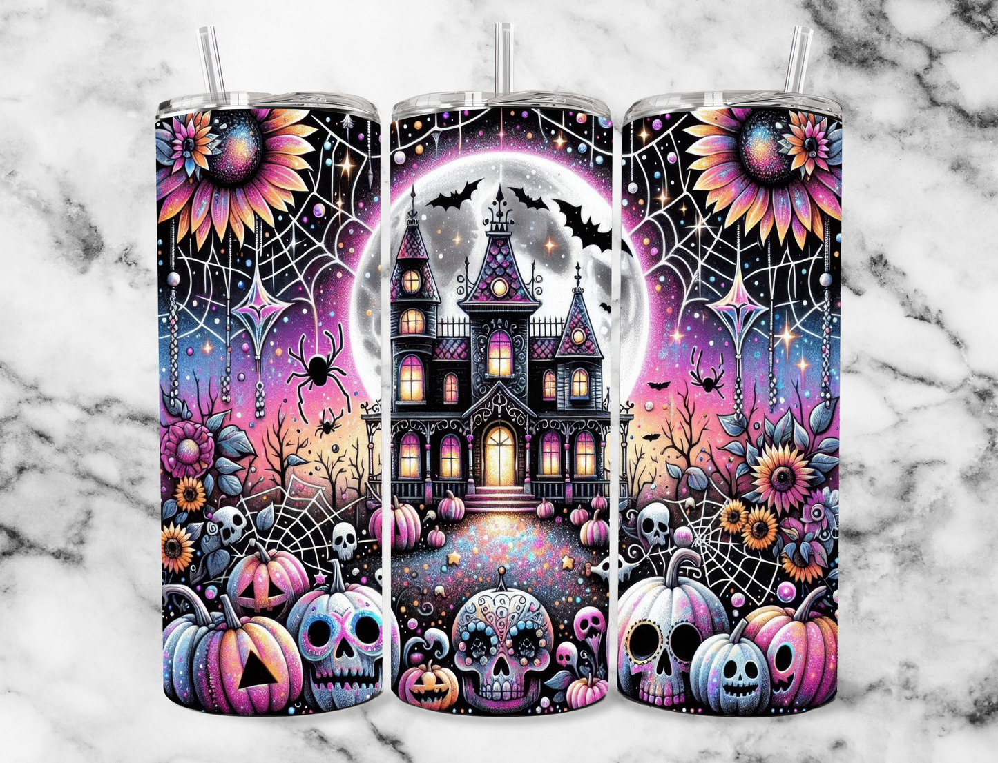 Purple Halloween Castle 20z Tumbler Wrap (sublimation transfer)