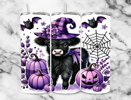 Witch highland cow 20z Tumbler Wrap (sublimation transfer)