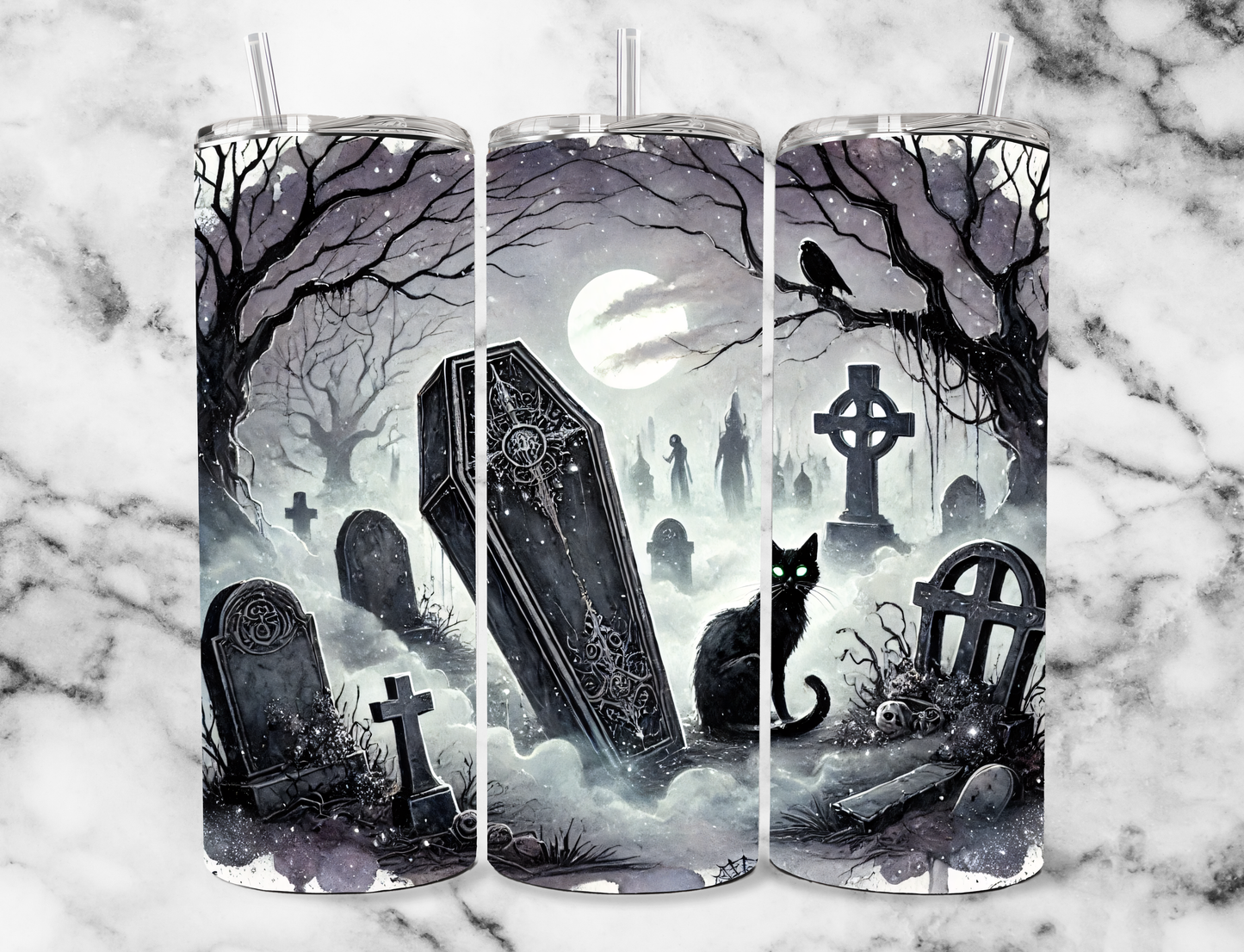 Spooky graveyard 20z Tumbler Wrap (sublimation transfer)