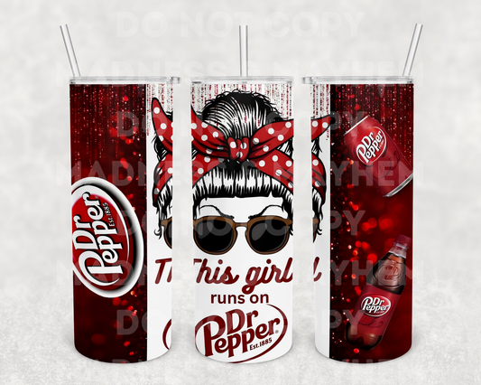 Dr Pepper Girl 20z Tumbler Wrap (sublimation transfer)