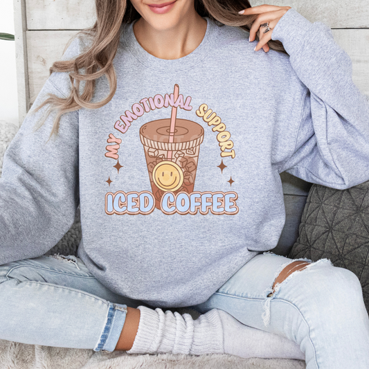 emotional support iced coffee sublimation transfer