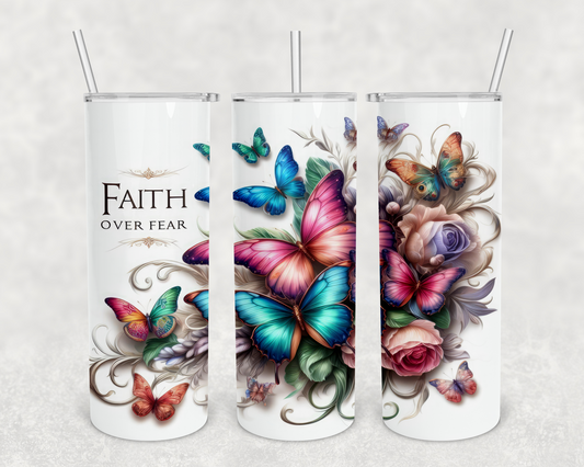 Faith over fear floral 20z Tumbler Wrap (sublimation transfer)