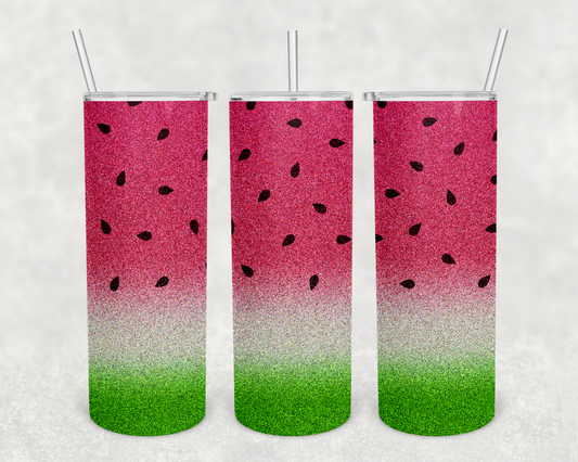 Faux glitter watermelon 20z Tumbler Wrap (sublimation transfer)