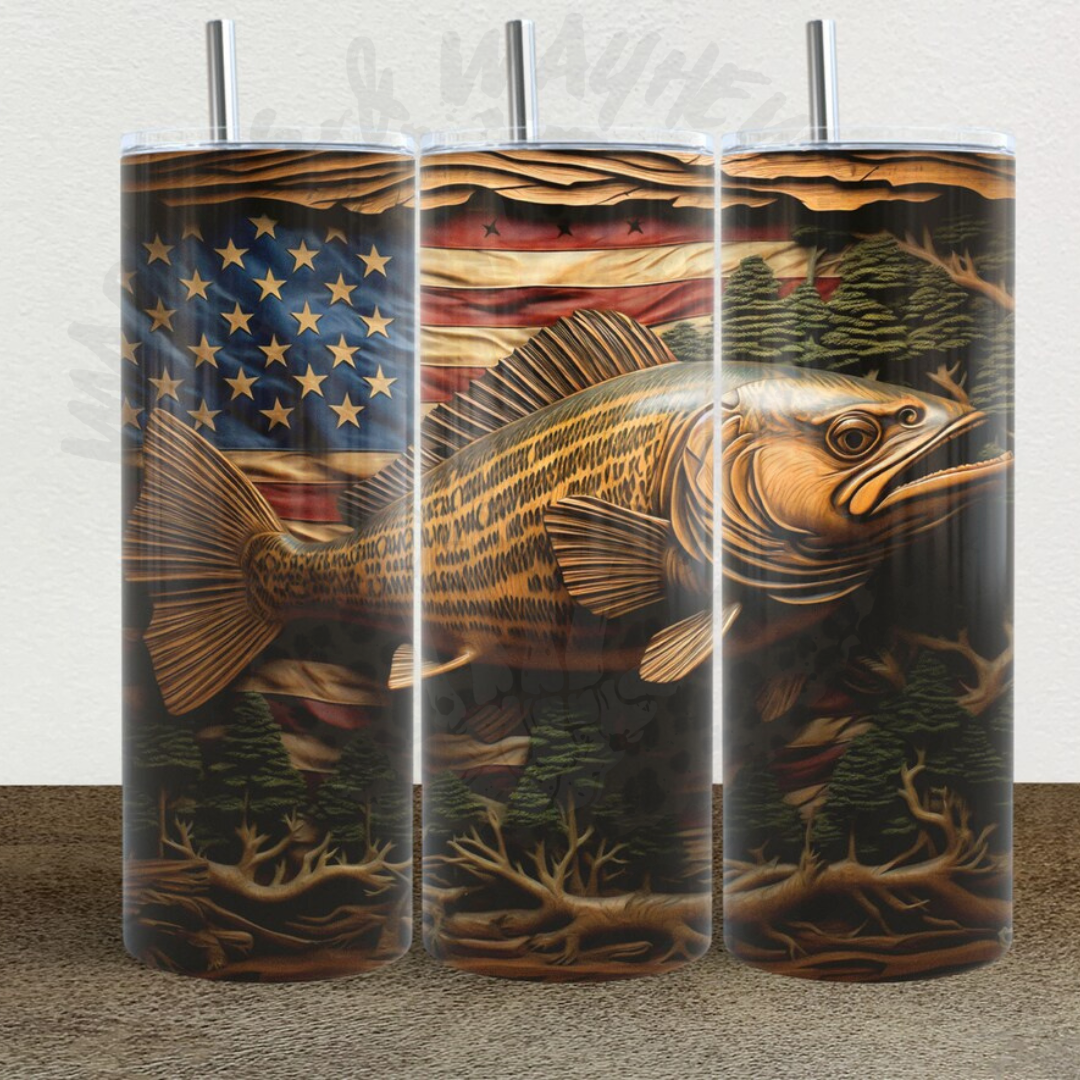 Fish Flag 3D 20z Tumbler Wrap (sublimation transfer)