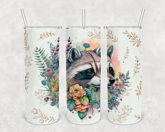 Floral Racoon 20oz Tumbler (finished product)