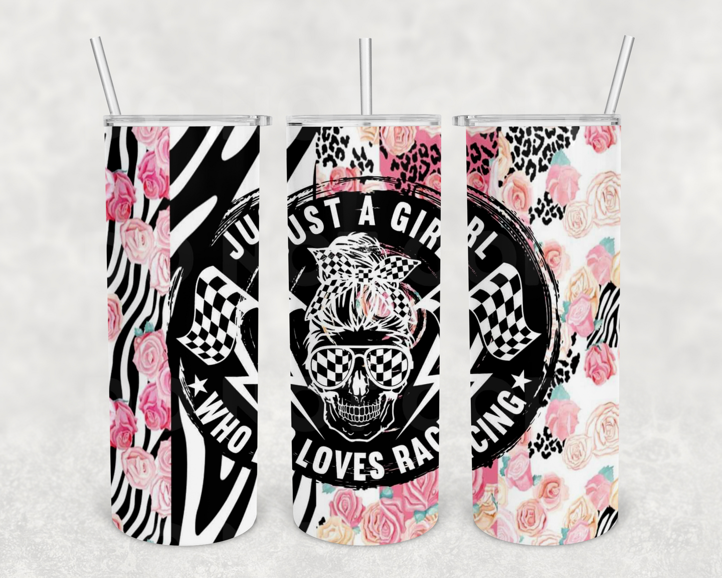 Girl who loves racing 20z Tumbler Wrap (sublimation transfer)