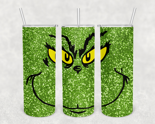 Glitter grinch 20z Tumbler Wrap (sublimation transfer)