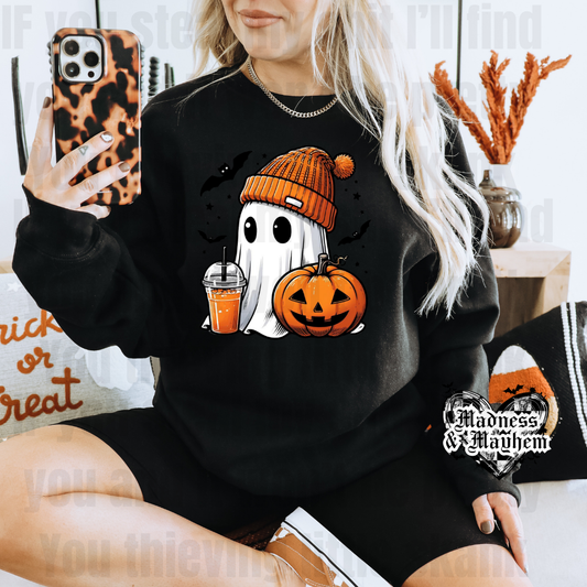 Halloween Ghostie crew neck sweatshirt (finished product)