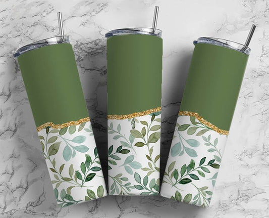 Olive floral 20oz Tumbler (finished product)