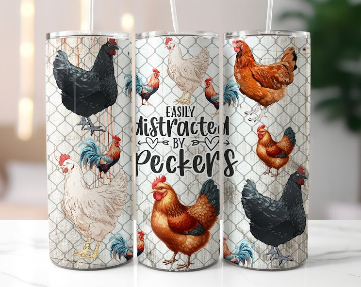 Easily distracted chickens 20oz Tumbler (finished product)