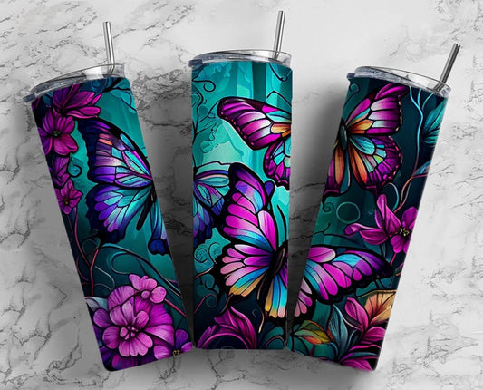 Glass Butterfly 20oz Tumbler (finished product)