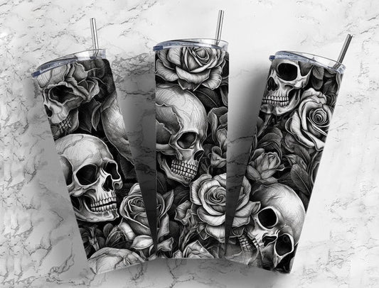 Skull sketch 20 oz tumbler (finished product)