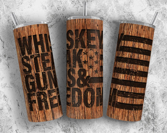 Whiskey steak guns freedom 20 oz tumbler (finished product)